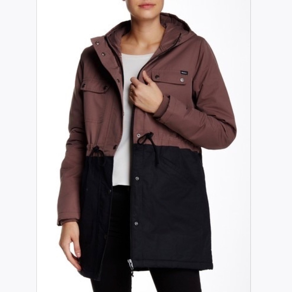 RVCA Purple Black Winter Jacket Coat Warm Snow